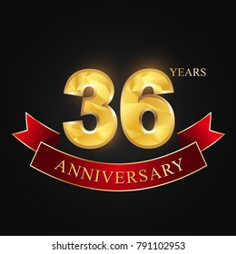 36 years anniversary celebration logotype black background.