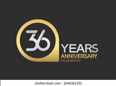 36 years anniversary celebration simple design with golden circle and silver color combination 