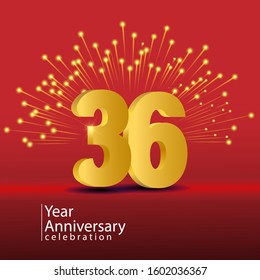 36 Years Anniversary Celebration Vector Template Design Illustration