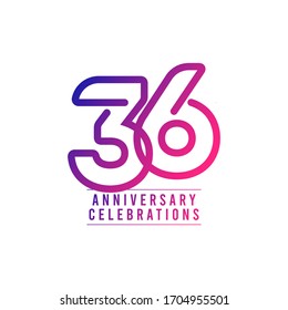 36 Years Anniversary Celebration Vector Template Design Illustration