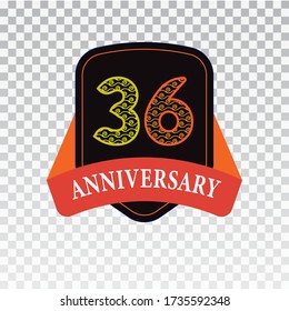 36 Years Anniversary Celebration Vector Template Design Illustration