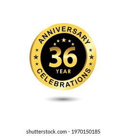 36 Years Anniversary Celebration Vector Template Design Illustration
