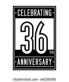 36 years anniversary design template. Vector and illustration.