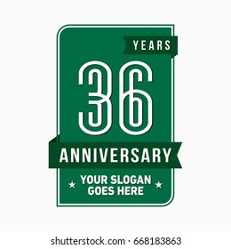 36 years anniversary design template. Vector and illustration.