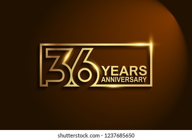 36 years anniversary golden design vector line style for company celebration