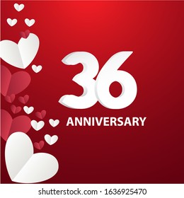 36 Years Anniversary Logo Celebration With Love