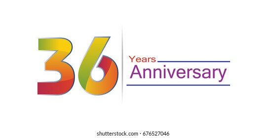 36 years Anniversary logo with colorful design, template elements for invitation card and poster your birthday celebration isolated in white background.