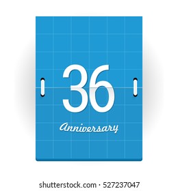 36 Years Anniversary Logo Designed like Flip Calendar