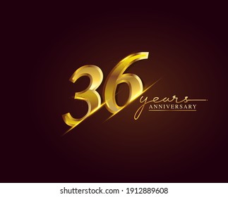 36 Years Anniversary Logo Golden Colored isolated on elegant background, vector design for greeting card and invitation card