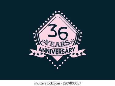 36 years anniversary logo and sticker design sets
