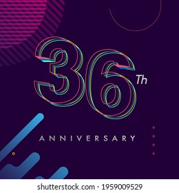 36 years anniversary logo, vector design birthday celebration with colorful geometric background and circles shape.