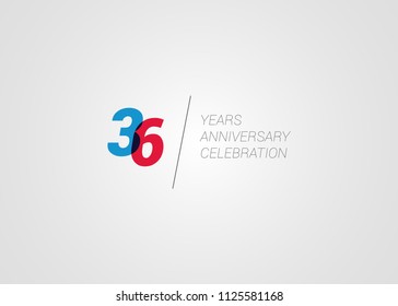 36 Years Anniversary logotype blend colorful font number isolated on white background