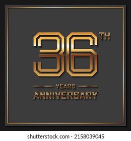 36 Years Anniversary logotype. Anniversary celebration template design for booklet, leaflet, magazine, brochure poster, banner, web, invitation or greeting card. Vector illustrations.