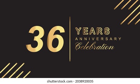 36 years anniversary luxury gold isolated on black background for 36th anniversary celebration event vector