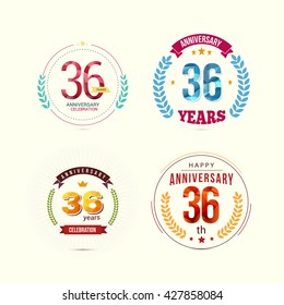 36 Years Anniversary Set with Low Poly Design and Laurel Ornaments