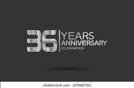 36 years anniversary silver design for celebration event isolated on black background 