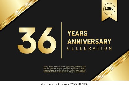 Diseño de plantilla de 36 años de aniversario. Celebración del Aniversario de Oro, ilustración vectorial.