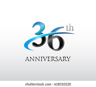 36 years anniversary Template logo with swoosh