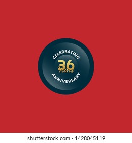 36 years celebration logo. golden 36th anniversary logo.designed for celebration card, greeting card and invitation card.