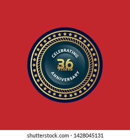 36 years celebration logo. golden 36th anniversary logo.designed for celebration card, greeting card and invitation card.