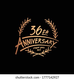 plantilla de diseño de 36 años. Vector e ilustración. Logo de los 36 años.