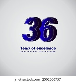 36 years of excelence anniversary celebration , vector template design illustration