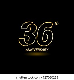36 years golden line anniversary celebration logo design