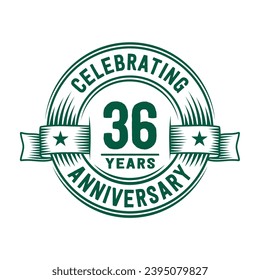 36 years logo design template. 36th anniversary vector and illustration.