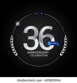 36 Years Silver anniversary logo, low poly design number