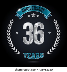 36 Years Silver anniversary logo, low poly design number