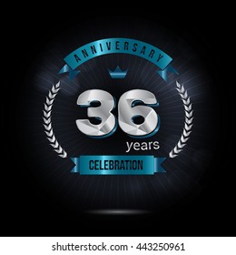 36 Years Silver anniversary logo, low poly design number
