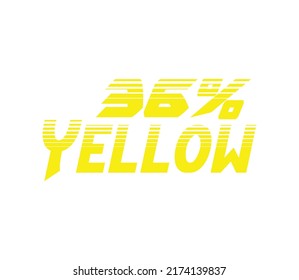 36% Yellow Sign and label vector and illustration art with fantastic font and yellow color combination in white background