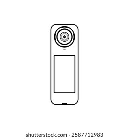 360 Action Camera Outline Icon. Trendy vlog camera vector illustration, perfect for your graphic resources in high-quality visual content.