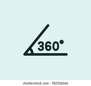 360 angle icon line isolated on clean background. Geometric concept drawing icon line in modern style. Vector illustration for your web site mobile logo app UI design.