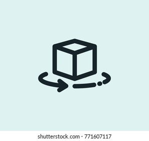 360 augmented reality icon line isolated on clean background. Cube rotate concept drawing 360 AR icon line in modern style. Vector illustration AR icon for your web site mobile logo app UI design.