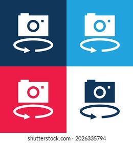 360 Camera blue and red four color minimal icon set