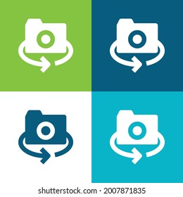 360 Cámara Plano conjunto de iconos mínimo de cuatro colores