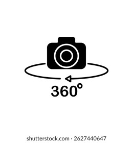 Icono de la cámara 360, icono plano del pictograma del estilo para el App móvil de UI o de UX, diseño del símbolo del logotipo de la Ilustración vectorial, aislado en blanco