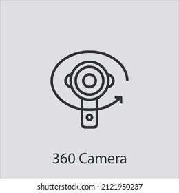 360 camera icon vector icon.Editable stroke.linear style sign for use web design and mobile apps,logo.Symbol illustration.Pixel vector graphics - Vector
