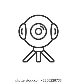 360 Camera, linear icon. Line with editable stroke