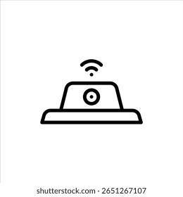 Icono de contorno de cámara 360. Ilustración de línea negra de cámara.