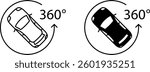 360 car overview icon, parking spotting, vector illustration