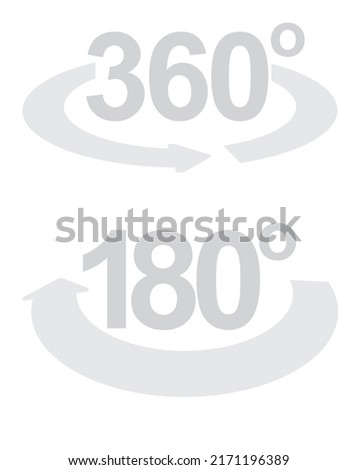 360 degree and 180 degree icon. vector