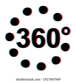 360 Degree 3d Stereoscopic Effect, Vector Viar 360 degree 3d sign vr