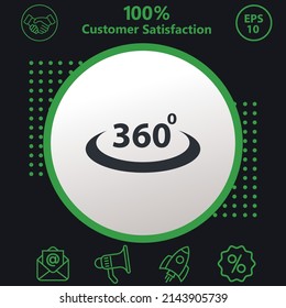 360 degree angle icon. Background consisting of green and black colors. modern design