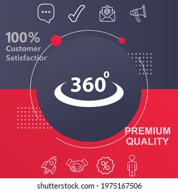 360 degree angle icon. Customize your design with a colorful background template