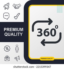 360 degree angle icon graphic element. Modern design.