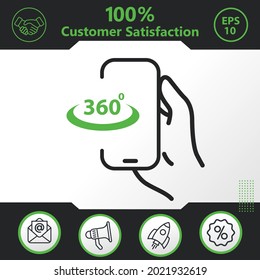 360 degree angle in phone vector icon graphic elements for your work - Modern design