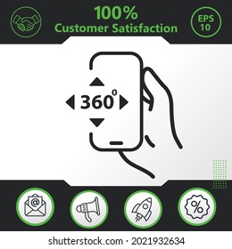 Ángulo de 360 grados en elementos gráficos del icono del vector del teléfono para su trabajo - Diseño moderno