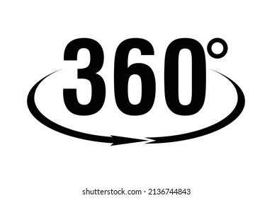 Diseño de icono de signo de ángulo de 360 grados. Símbolo matemático geométrico. Rotación completa. diseño de ilustración vectorial de ángulo de trescientos sesenta grados.
